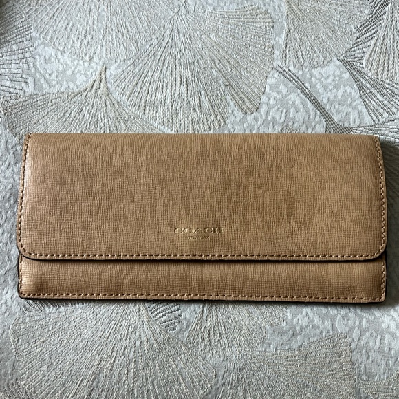 Coach Gold Saffiano Leather Soft Wallet 49350 - Picture 1 of 3